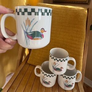 Vintage Malard Duck Stoneware Mugs Set of Four